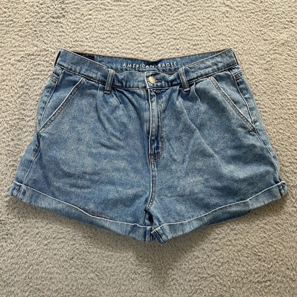 American Eagle Outfitters High Waist Denim Shorts in Blue